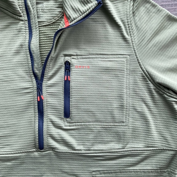 Orvis Horseshoe Hills Fleece 1/2 Zip Womens XL Green Navy Stretch Relaxed 3J79 - Picture 4 of 12